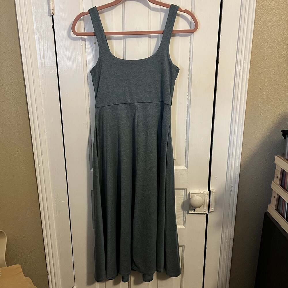 Quince Flowknit Breeze Fit & Flare Dress Heather Sky Blue Midi Casual Small - Picture 4 of 12